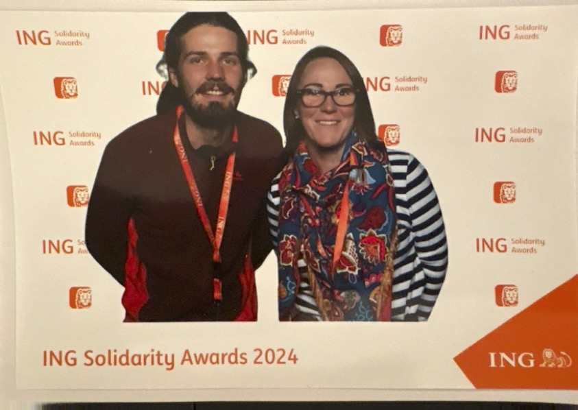 Hannah Proffitt-Perchard and Martin Lecoutère at the ING Solidarity Awards 2024